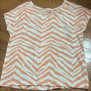 Tahari Orange and White Striped Top